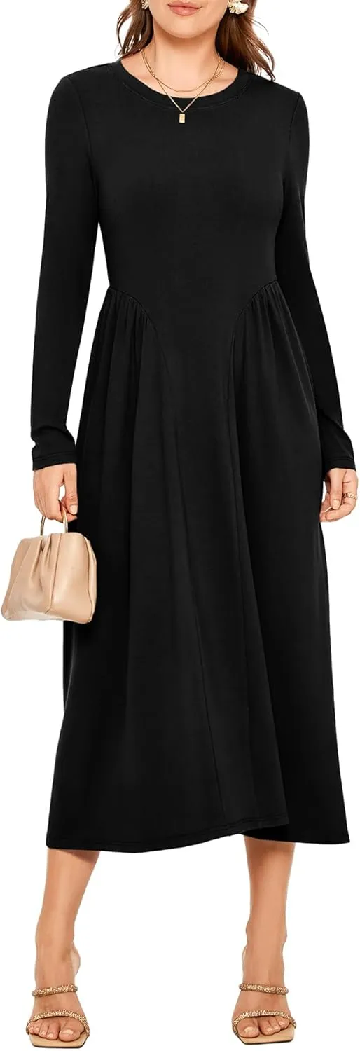 Glamaker Fall Dresses for Women 2024 Long Sleeve Casual Boho Long Dresses