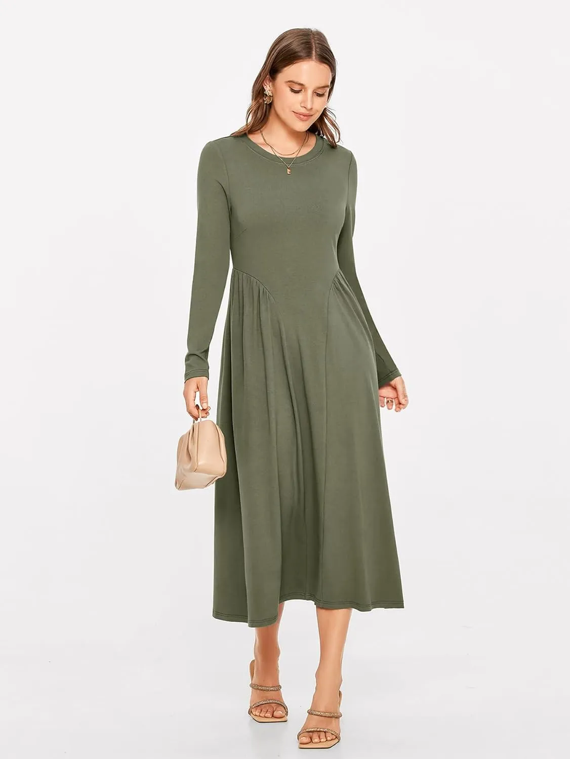 Glamaker Fall Dresses for Women 2024 Long Sleeve Casual Boho Long Dresses