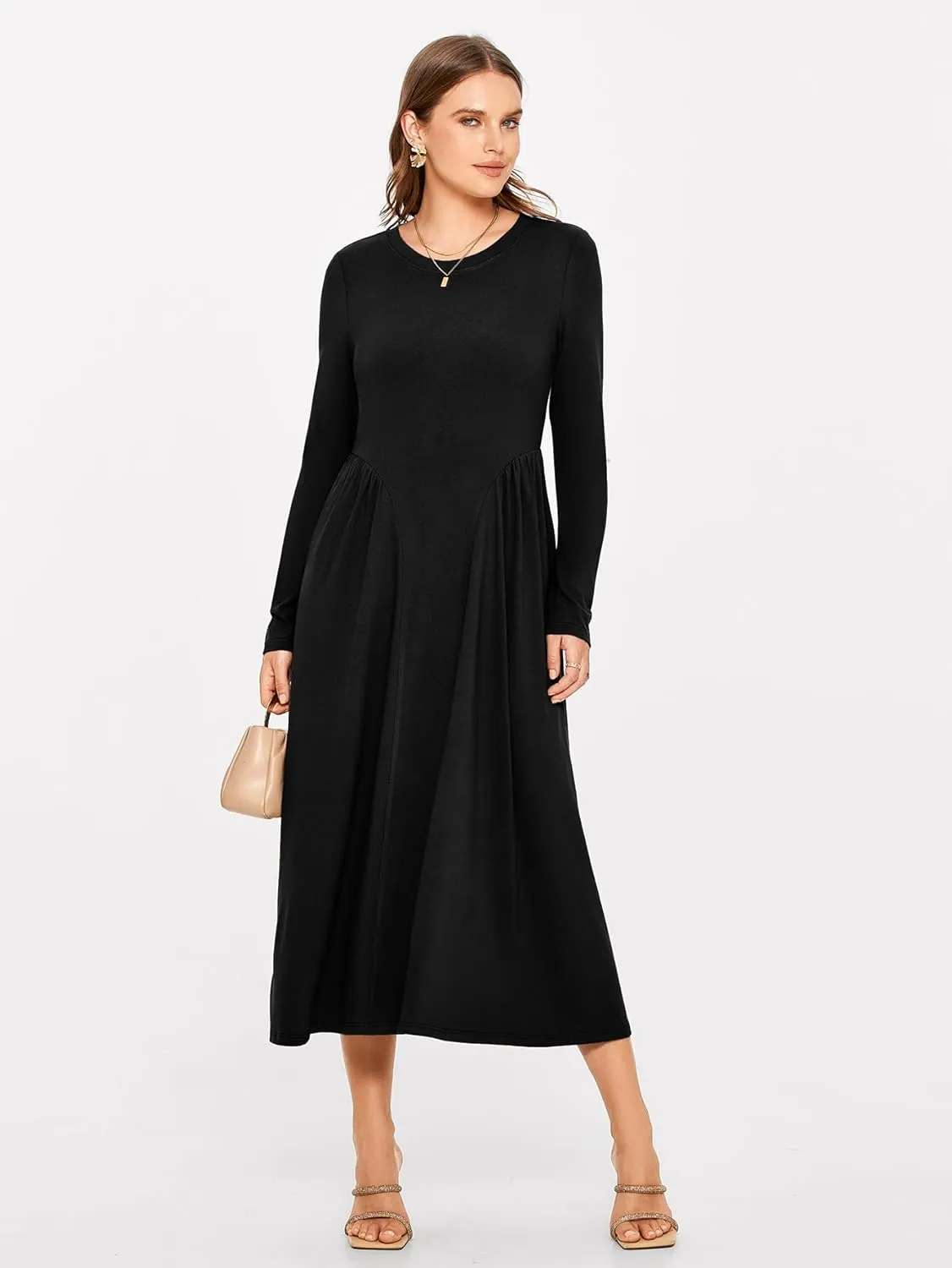 Glamaker Fall Dresses for Women 2024 Long Sleeve Casual Boho Long Dresses
