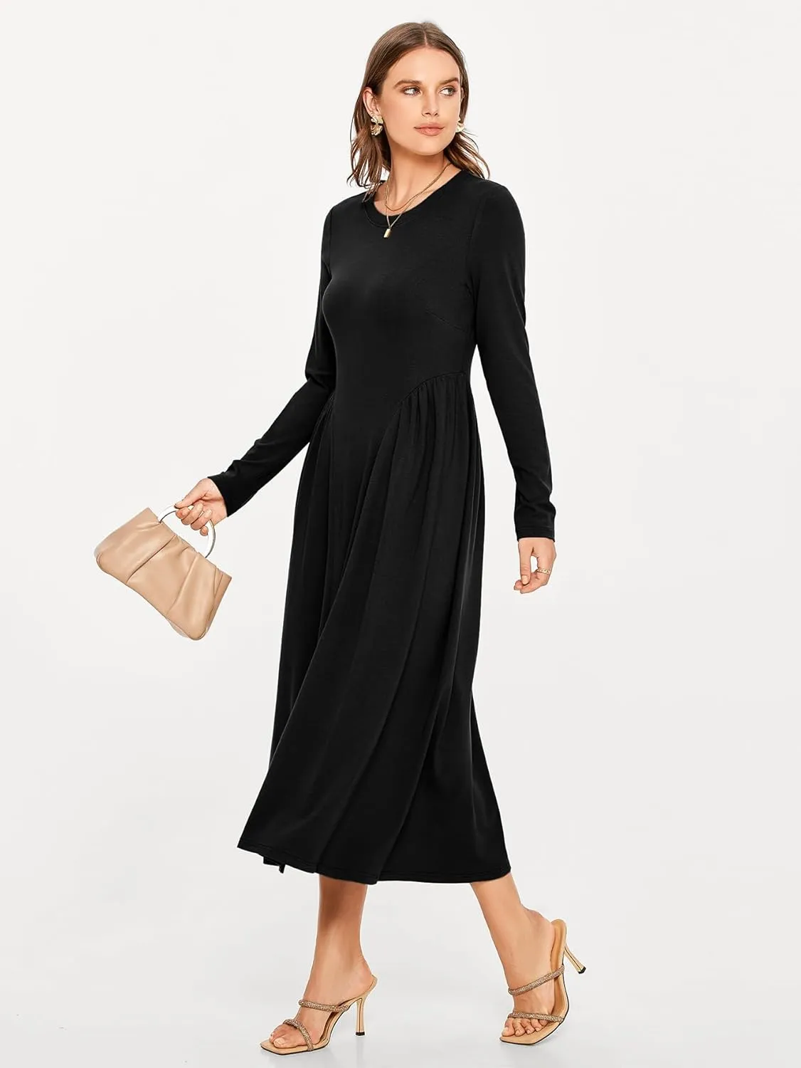 Glamaker Fall Dresses for Women 2024 Long Sleeve Casual Boho Long Dresses