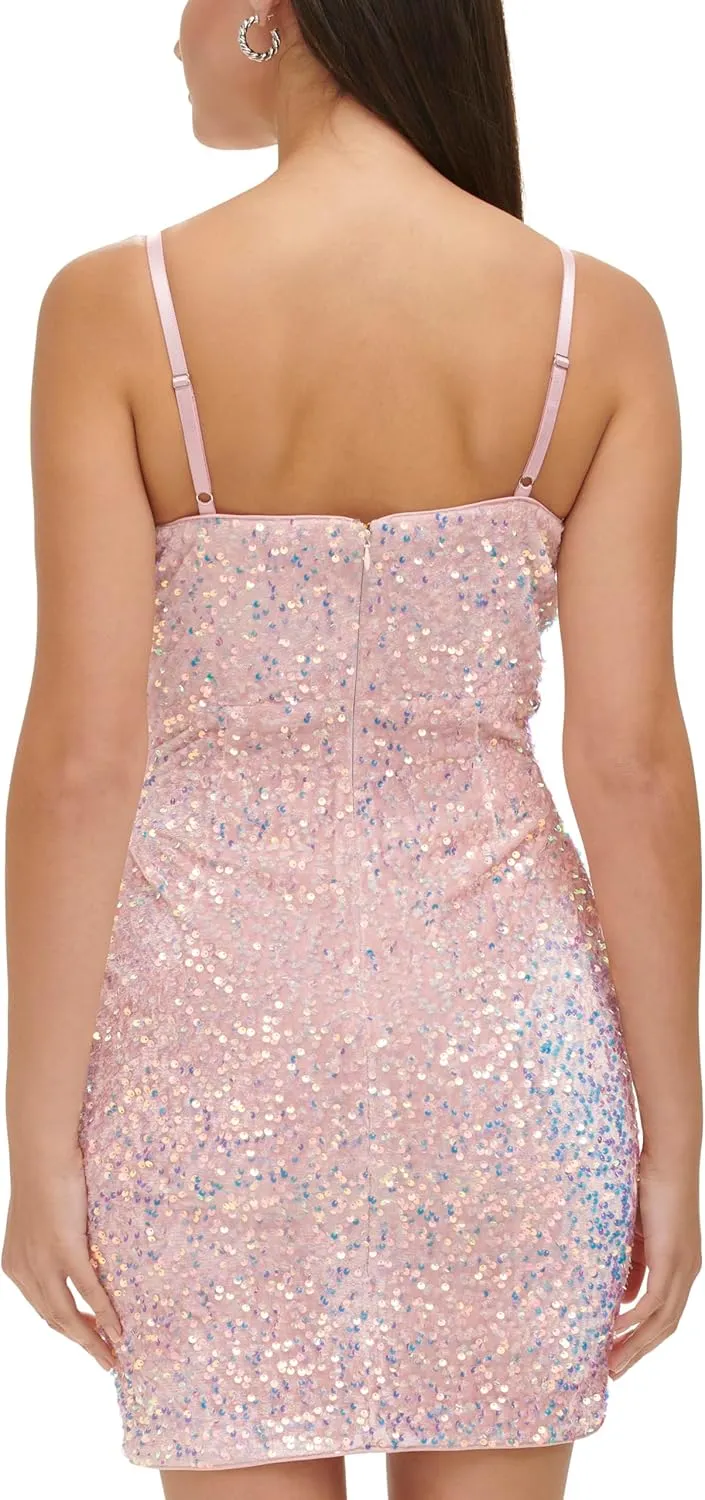 GUESS Women's Velvet Surplice Sequin Mini Dress