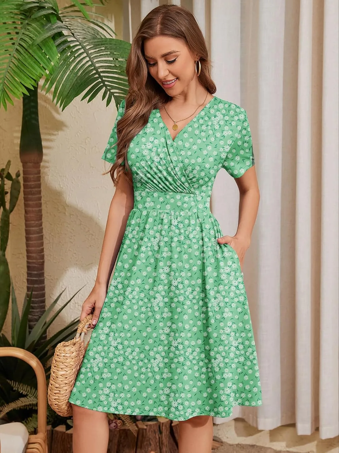 Heymoments Women's Summer Short Sleeve Dresses Casual T-Shirt Flowy Tunic Ladies Beach Sundress