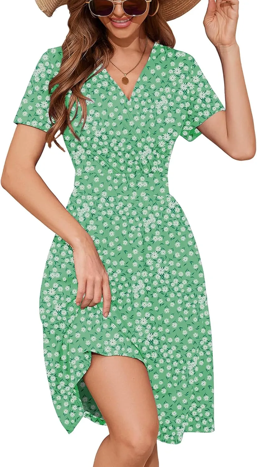 Heymoments Women's Summer Short Sleeve Dresses Casual T-Shirt Flowy Tunic Ladies Beach Sundress