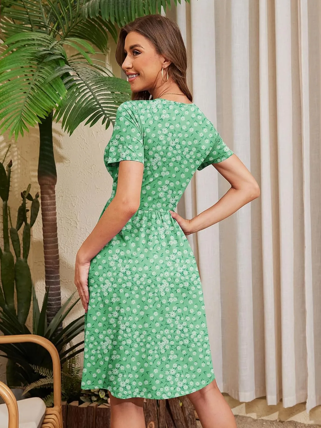 Heymoments Women's Summer Short Sleeve Dresses Casual T-Shirt Flowy Tunic Ladies Beach Sundress