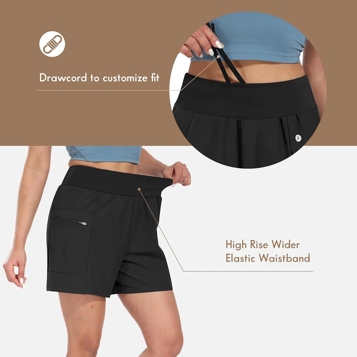 Hiverlay Women Hiking Cargo Shorts High Waisted Quick Dry 5.5" Workout Golf Athletic Running Shorts