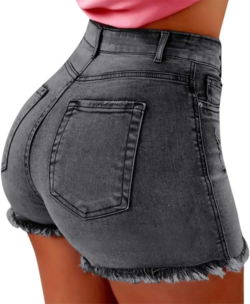 Jean Shorts for Women Casual Summer Frayed Denim Shorts High Waisted Distressed Ripped Jean Shorts Trendy Cut Off Shorts