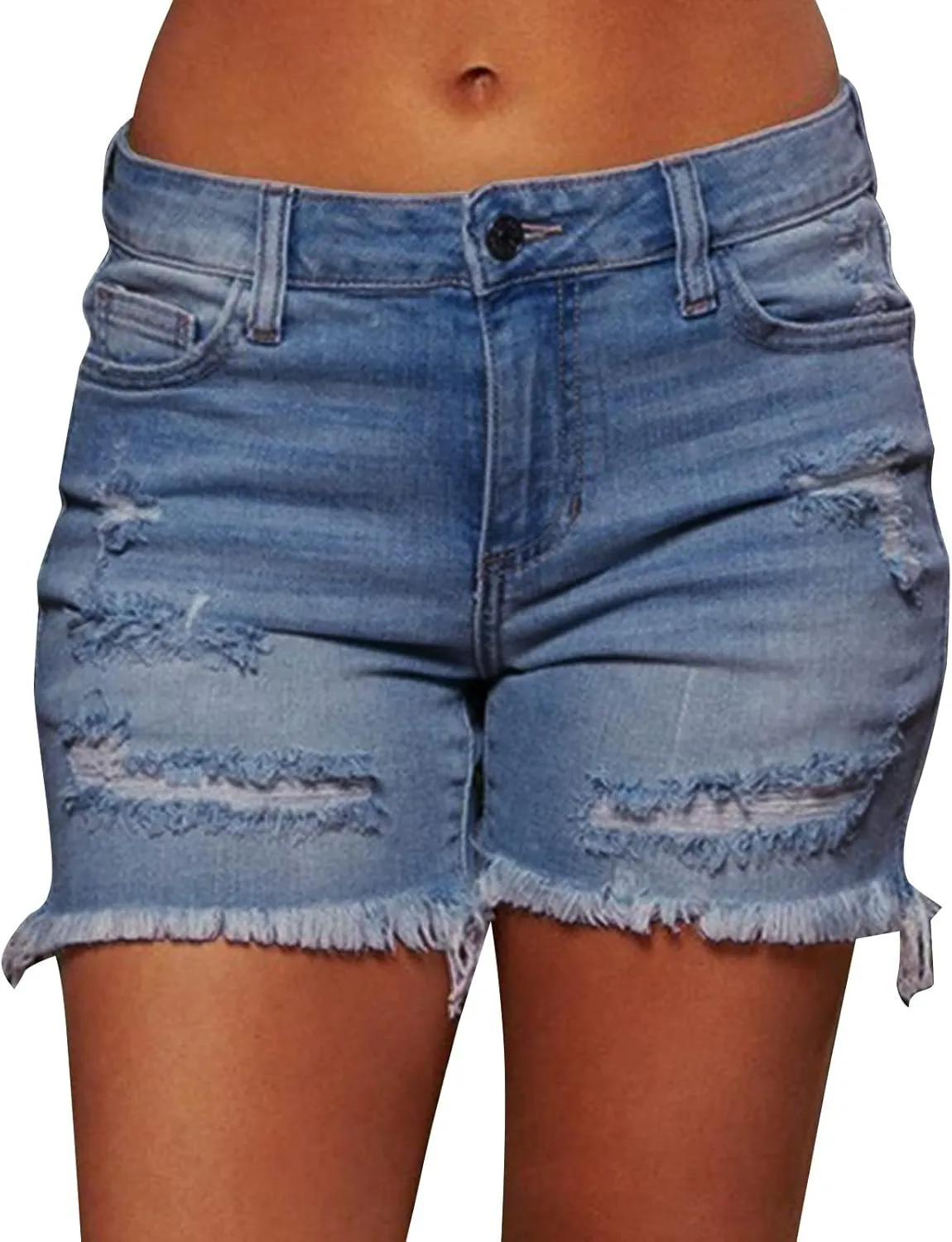 Jean Shorts for Women Casual Summer Frayed Denim Shorts High Waisted Distressed Ripped Jean Shorts Trendy Cut Off Shorts