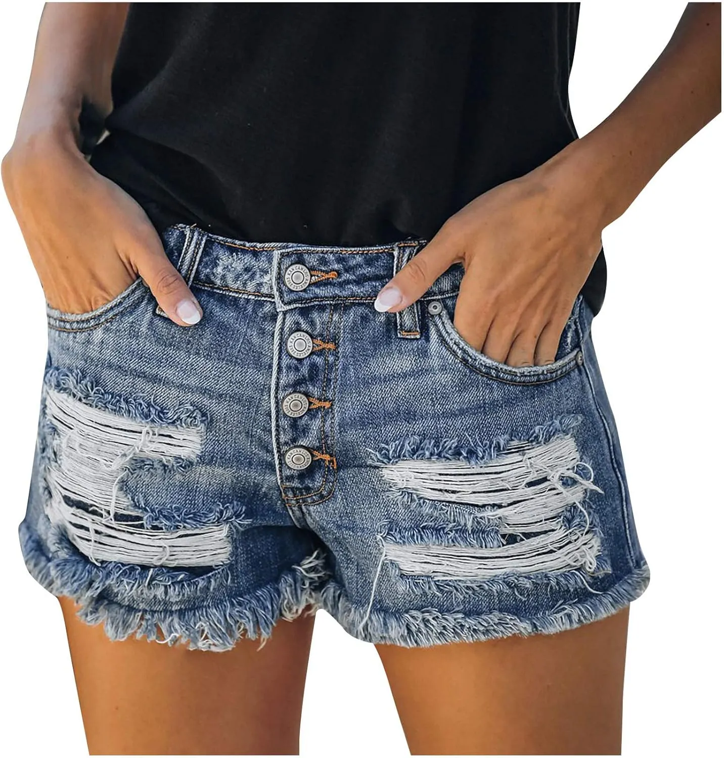 Jean Shorts for Women Casual Summer Frayed Denim Shorts High Waisted Distressed Ripped Jean Shorts Trendy Cut Off Shorts