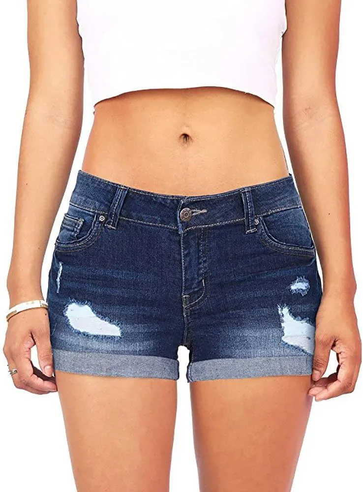 Jean Shorts for Women Casual Summer Frayed Denim Shorts High Waisted Distressed Ripped Jean Shorts Trendy Cut Off Shorts