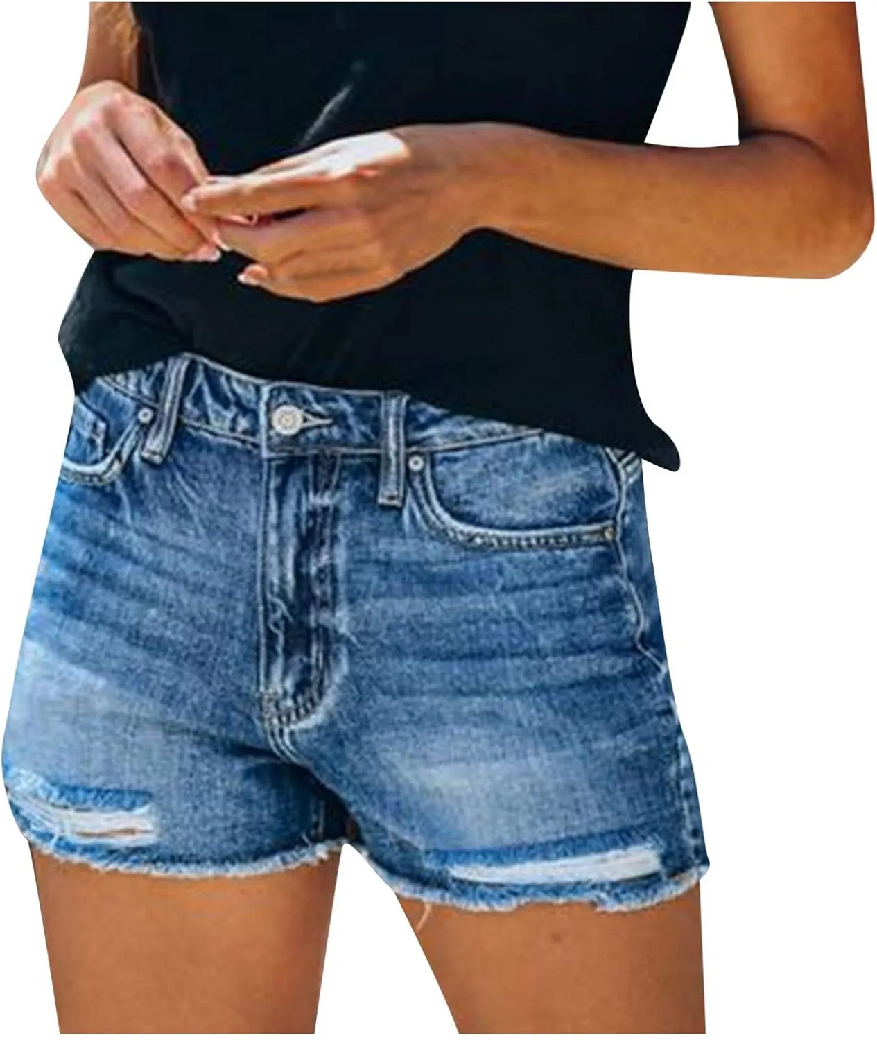Jean Shorts for Women Plus Size Trendy Stretchy Jean Shorts High Waisted Boyfriend Jean Shorts Loose Casual Denim Shorts