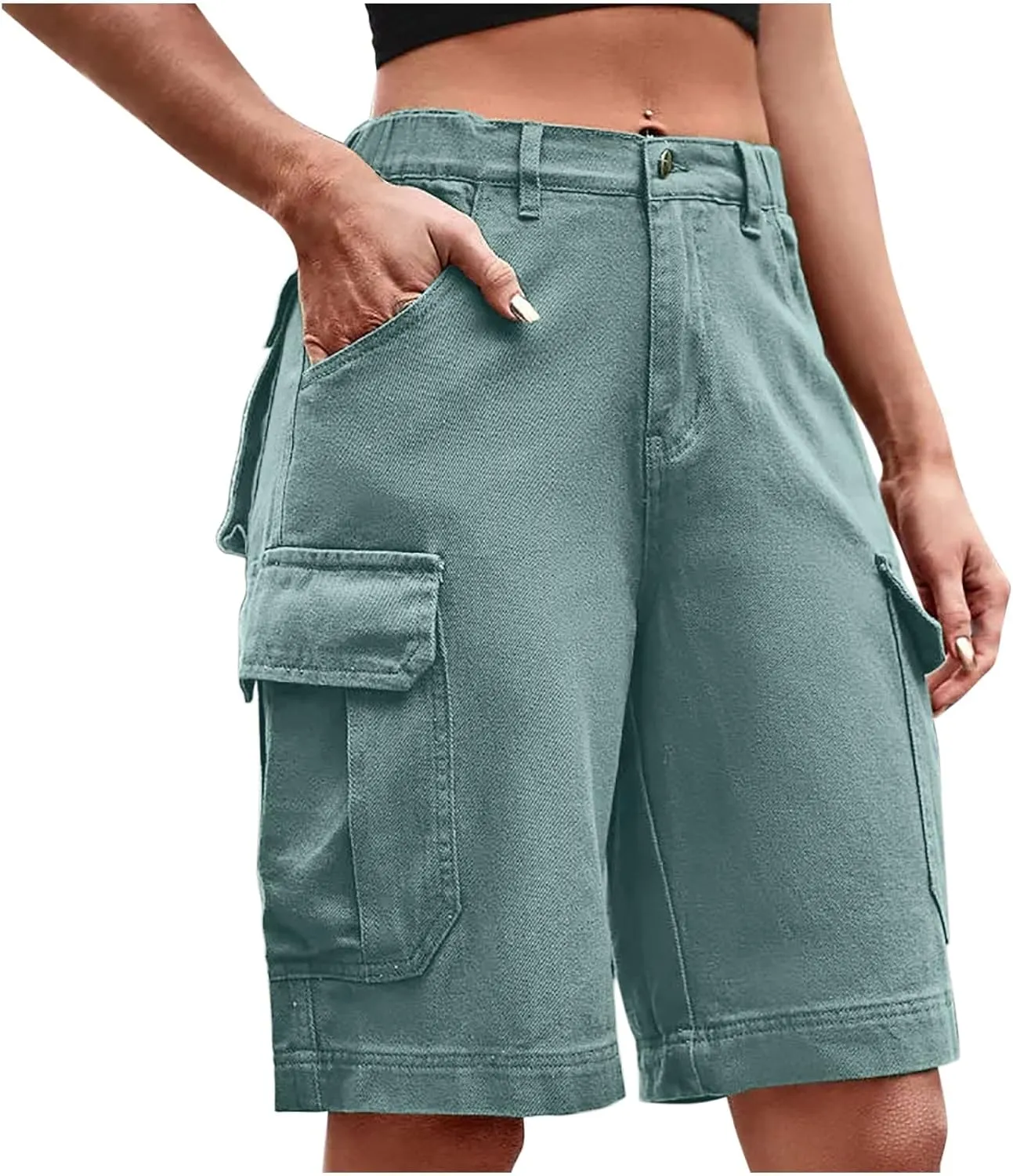 Jean Shorts for Women Trendy Stretchy Jean Shorts High Waisted Baggy Carpenter Jean Shorts Loose Casual Denim Shorts