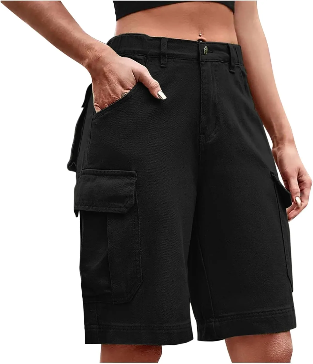Jean Shorts for Women Trendy Stretchy Jean Shorts High Waisted Baggy Carpenter Jean Shorts Loose Casual Denim Shorts