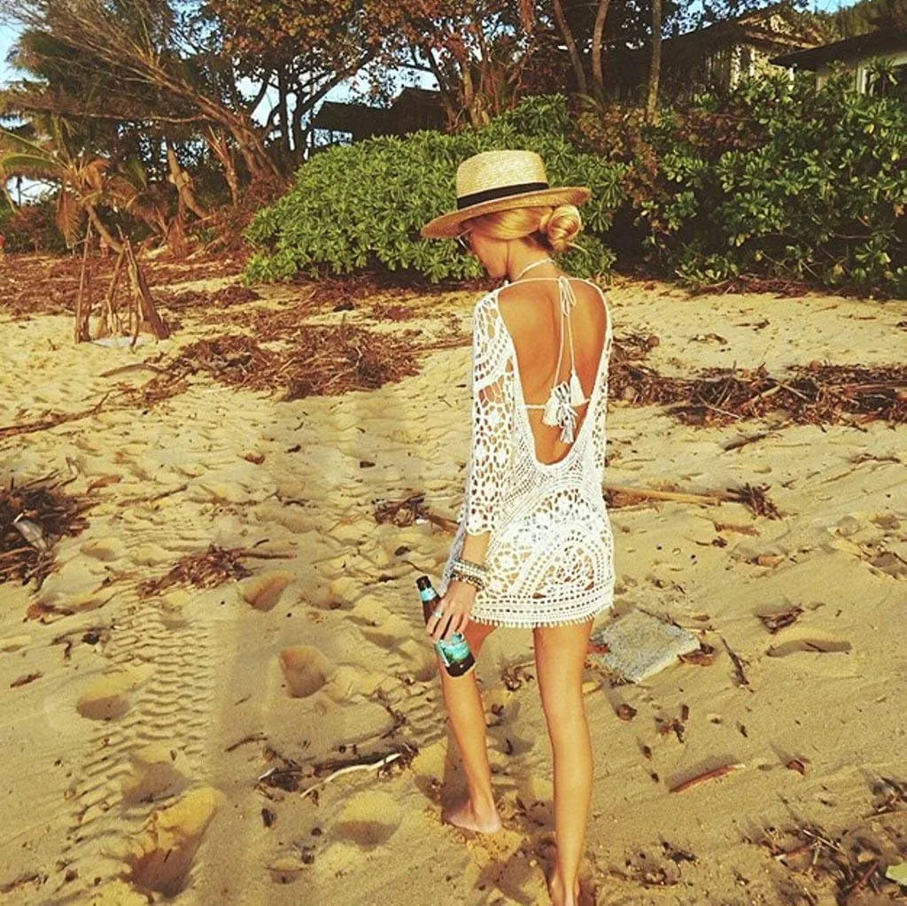 Jeasona Women??s Bathing Suit Cover Up Crochet Lace Bikini Swimsuit Dress