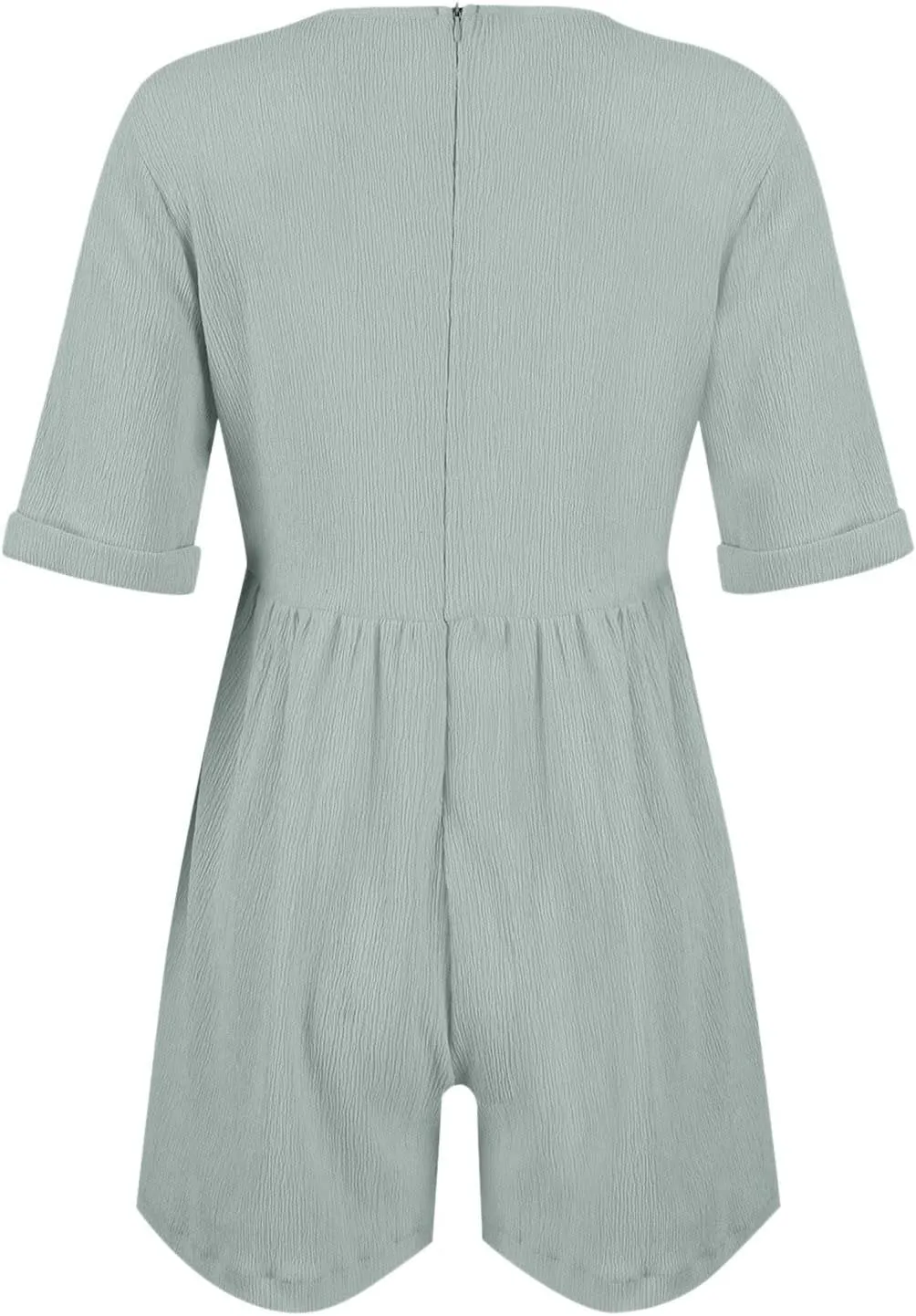 Jumpsuits for Women Summer Casual Loose V Neck Short Sleeve Jumpsuits Linen Trendy Comfy Shorts Rompers with Pockets