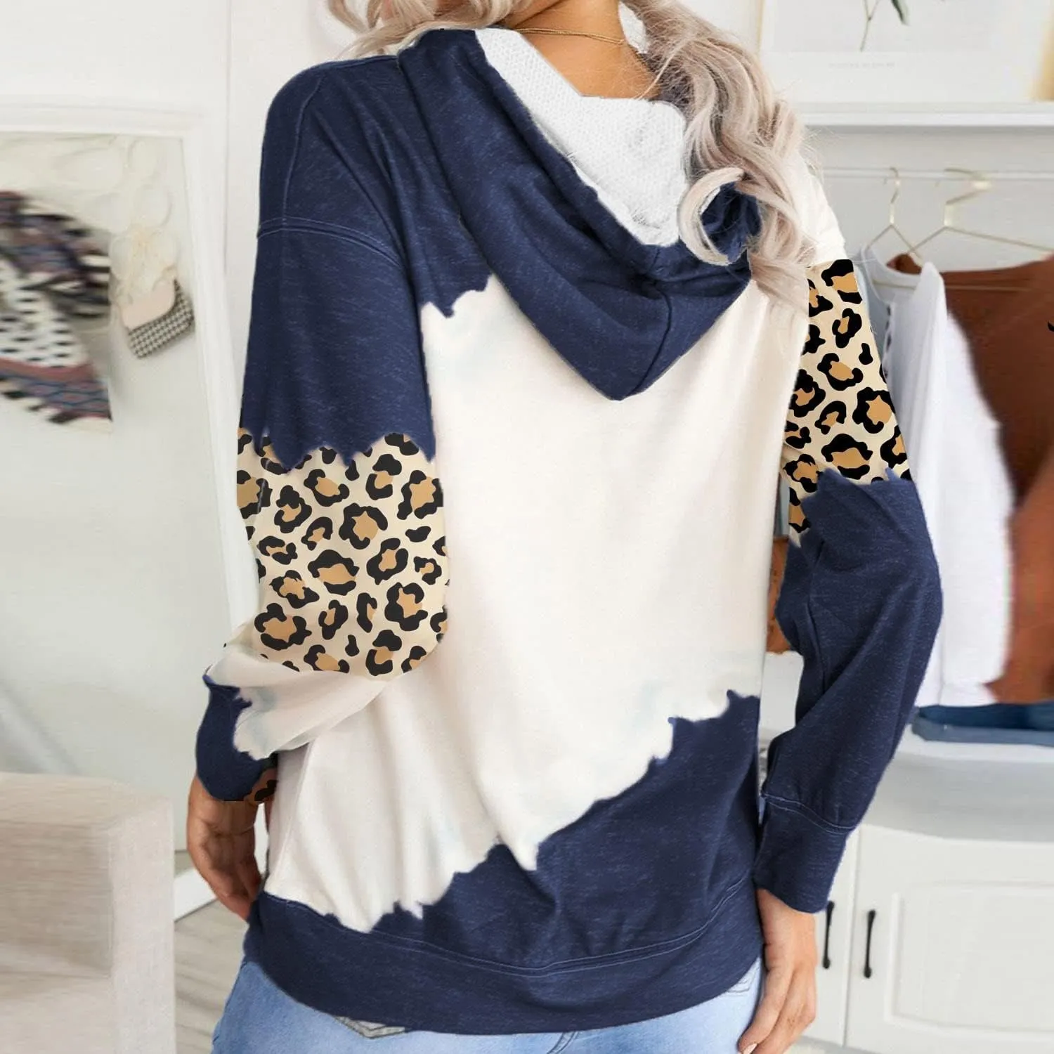Lanaoree Women's Western Ethnic Style Print Aztec Hoodie Pullover Cowgirl Rhombus Printed Hooded Sweatshirt