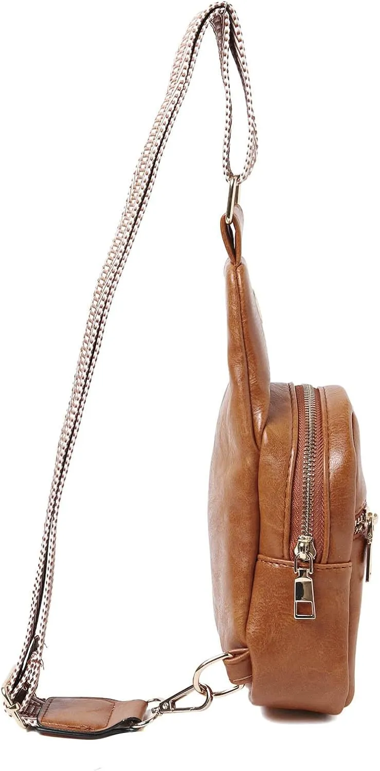 Lightweight Sling Bag for Men Mini Phone Purses with Crossbody Strap and Wallet Lightweight Bag Carry on(Brown)