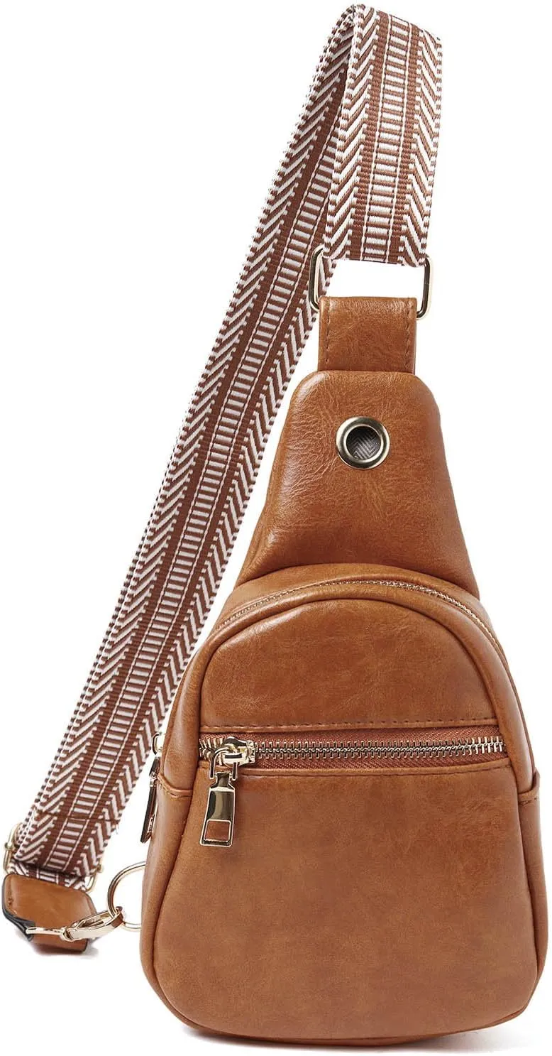 Lightweight Sling Bag for Men Mini Phone Purses with Crossbody Strap and Wallet Lightweight Bag Carry on(Brown)