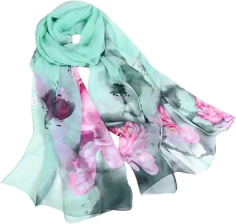 Lightweight Wedding Scarf Print Floral Gradient Color Party Shawl Spring Summer Season Beach Towel Wrap for Women