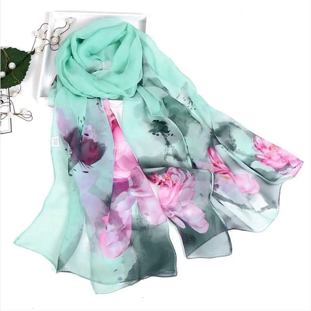 Lightweight Wedding Scarf Print Floral Gradient Color Party Shawl Spring Summer Season Beach Towel Wrap for Women