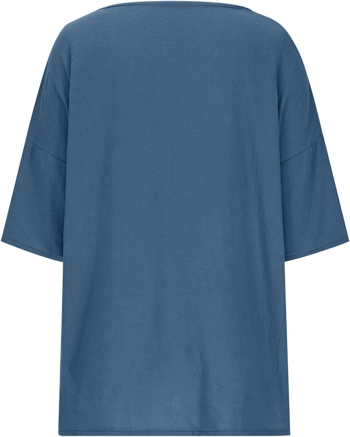 Linen Shirts for Women 2025 Basic 3/4 Sleeve Tops Summer Casual Round Neck Solid Pullover Blouse Ladies Tunic Tshirt