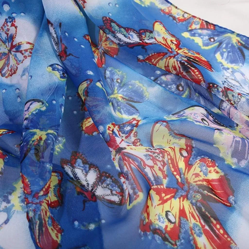 Long Scarf Women Flower Wrap 160 * 50cm Silk Scarves Shawl Print Simulation Soft Scarf Heart Print Scarf