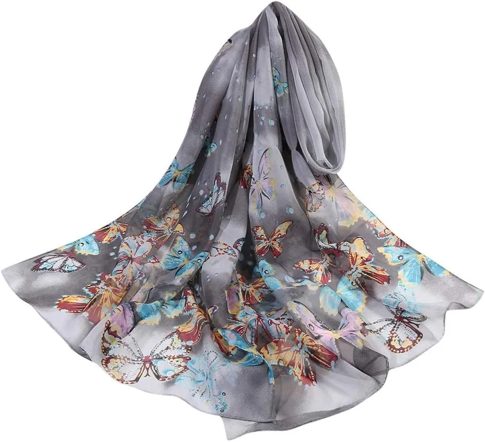 Long Scarf Women Flower Wrap 160 * 50cm Silk Scarves Shawl Print Simulation Soft Scarf Heart Print Scarf