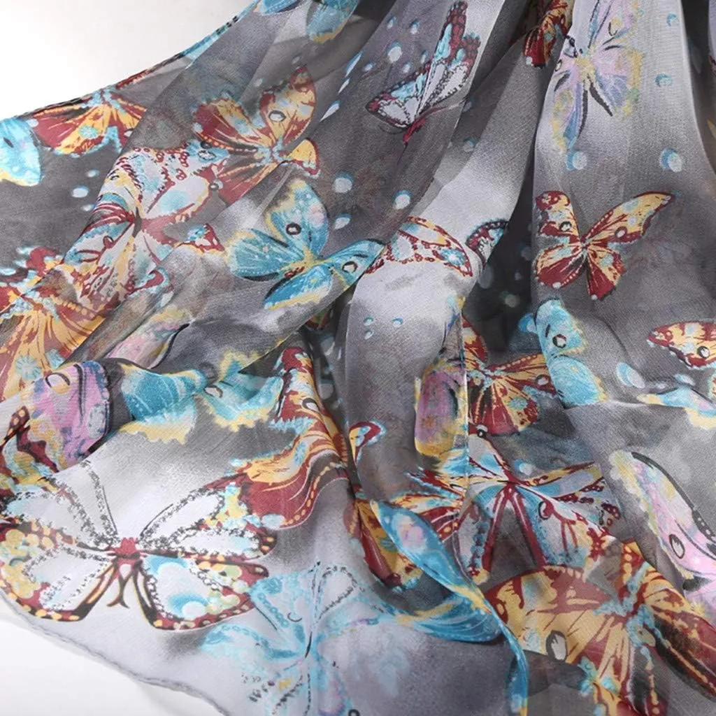 Long Scarf Women Flower Wrap 160 * 50cm Silk Scarves Shawl Print Simulation Soft Scarf Heart Print Scarf