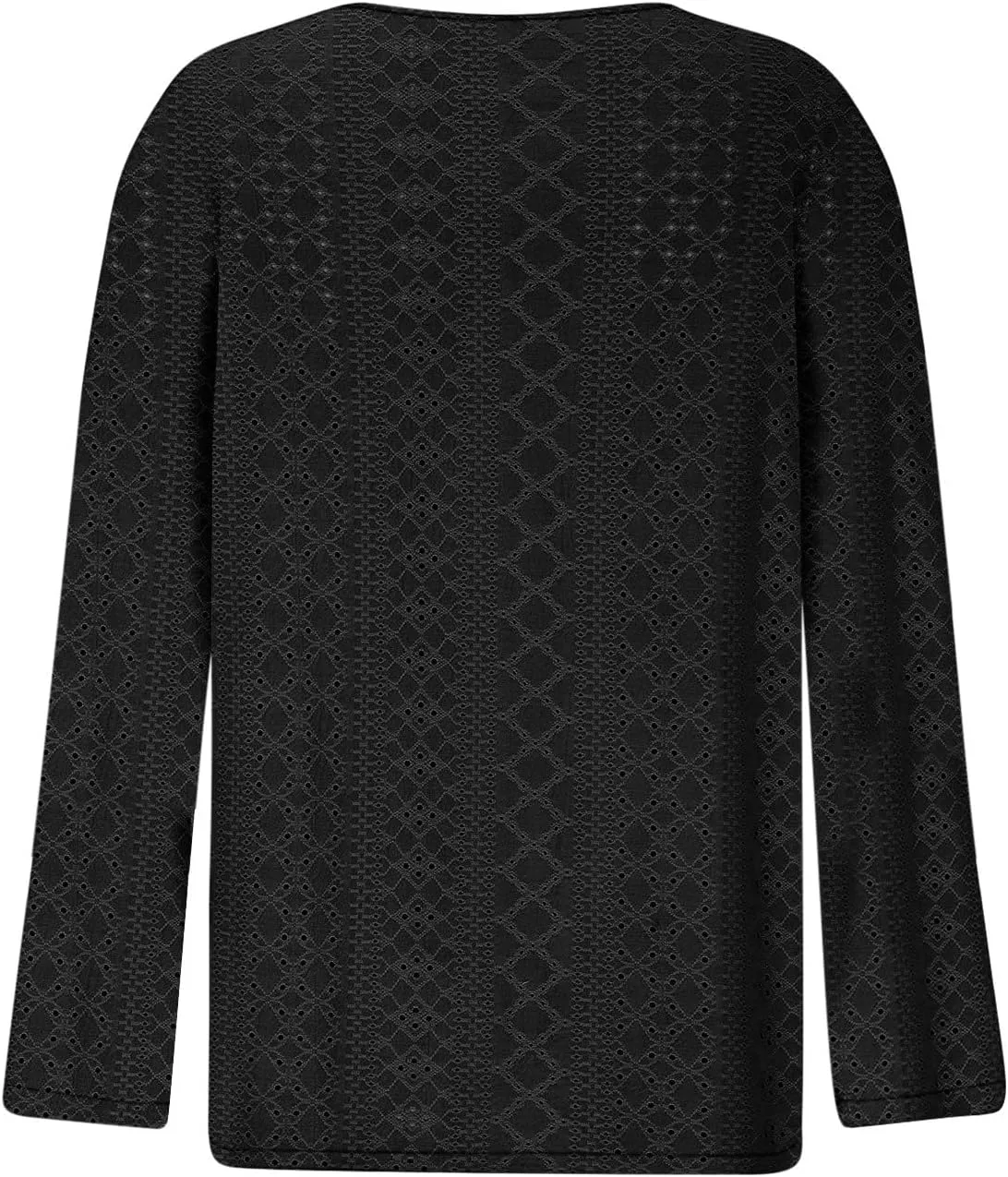 Long Sleeve Shirts for Women Trendy V Neck Dressy Casual Eyelet Blouse Plain Lightweight Loose Fitted Eyelet Tops