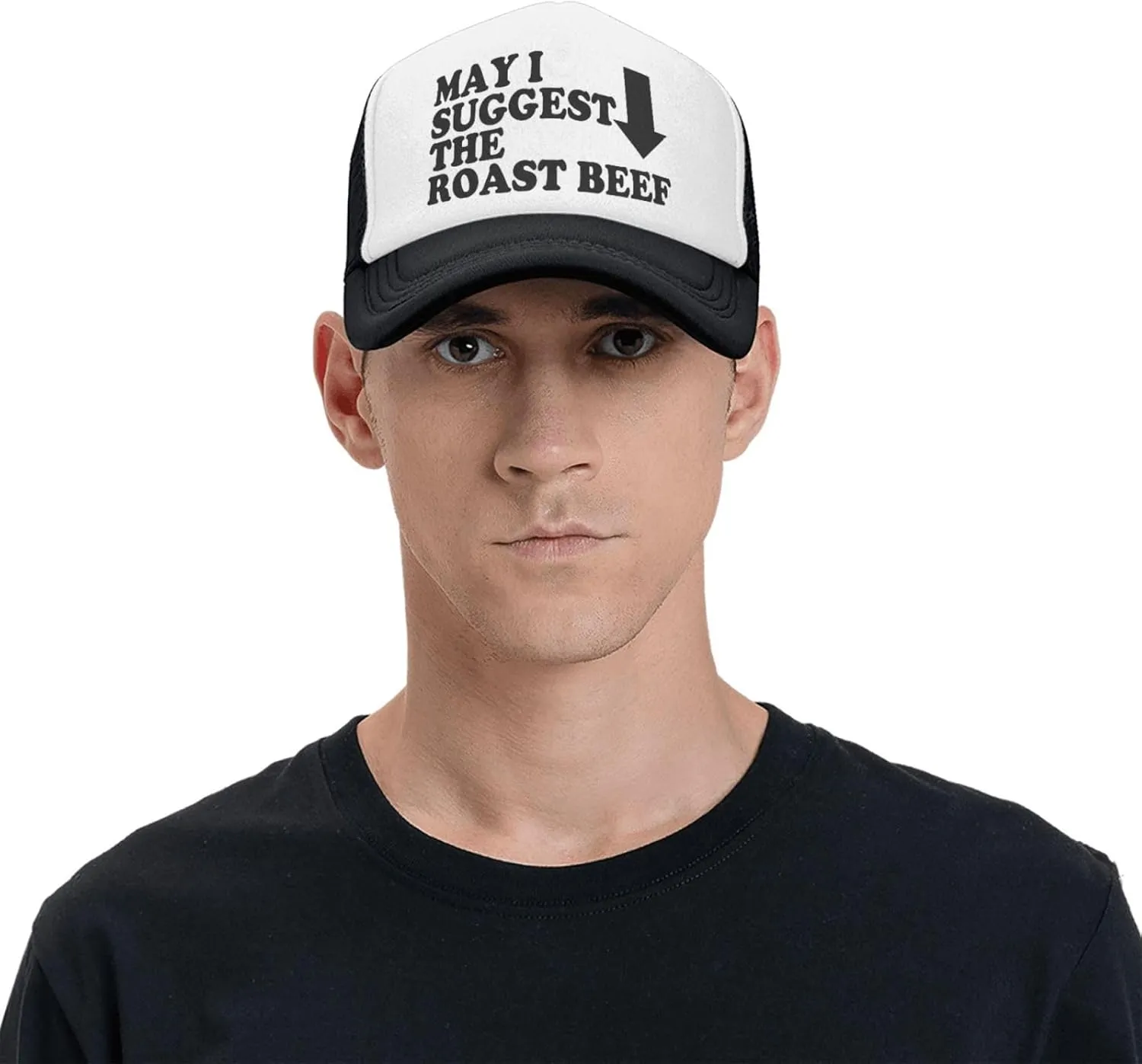 May I Suggest The Roast Beef Trucker Hat Funny Hats Men Women Adult Dirty Humor Vintage Snapback Baseball Cap