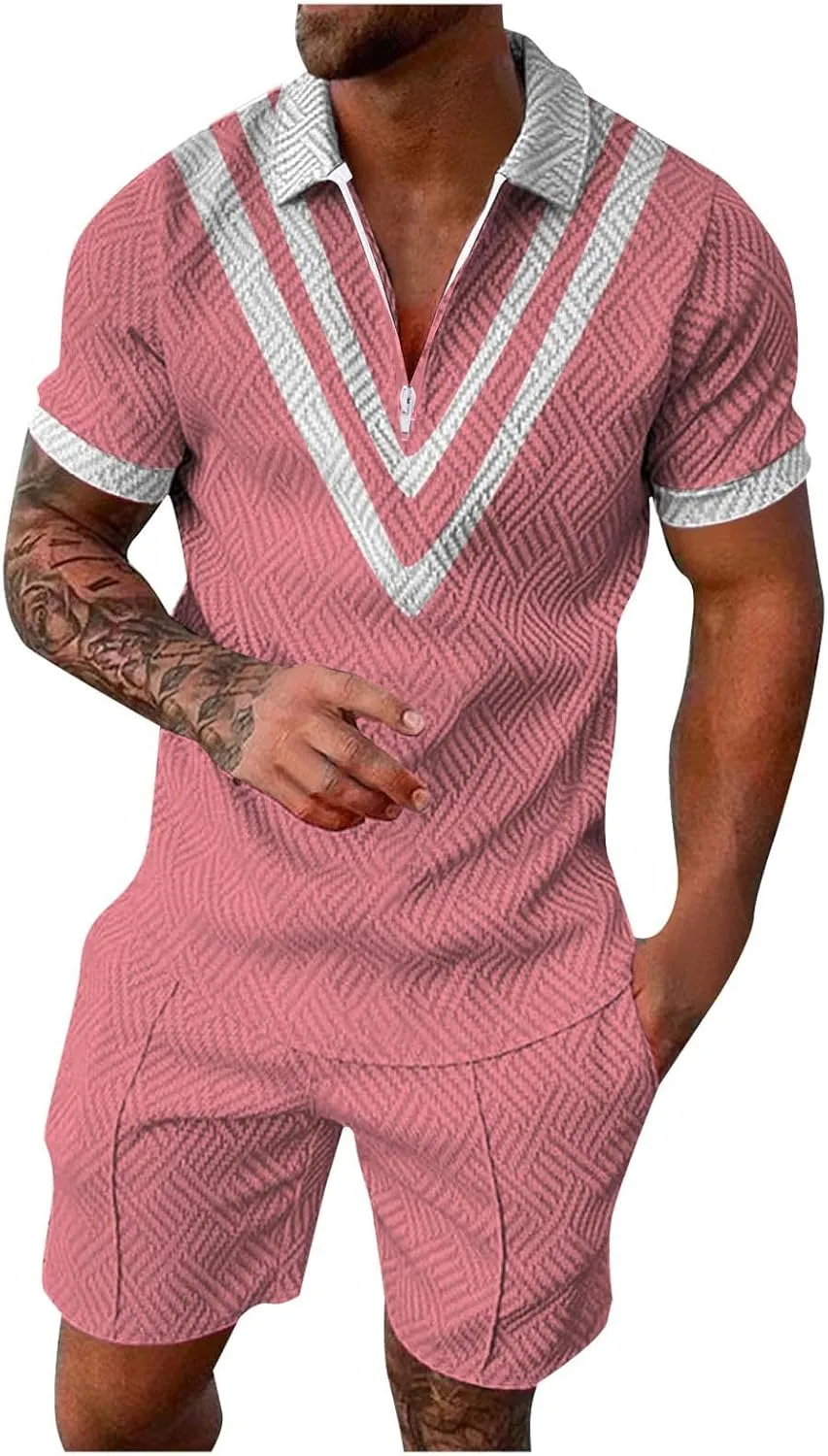 Men's 2 Piece Outfits Summer Matching Letter Print Short Sets Fashion Sport Tracksuits Vacation Beach Sets Men's Walking Shorts