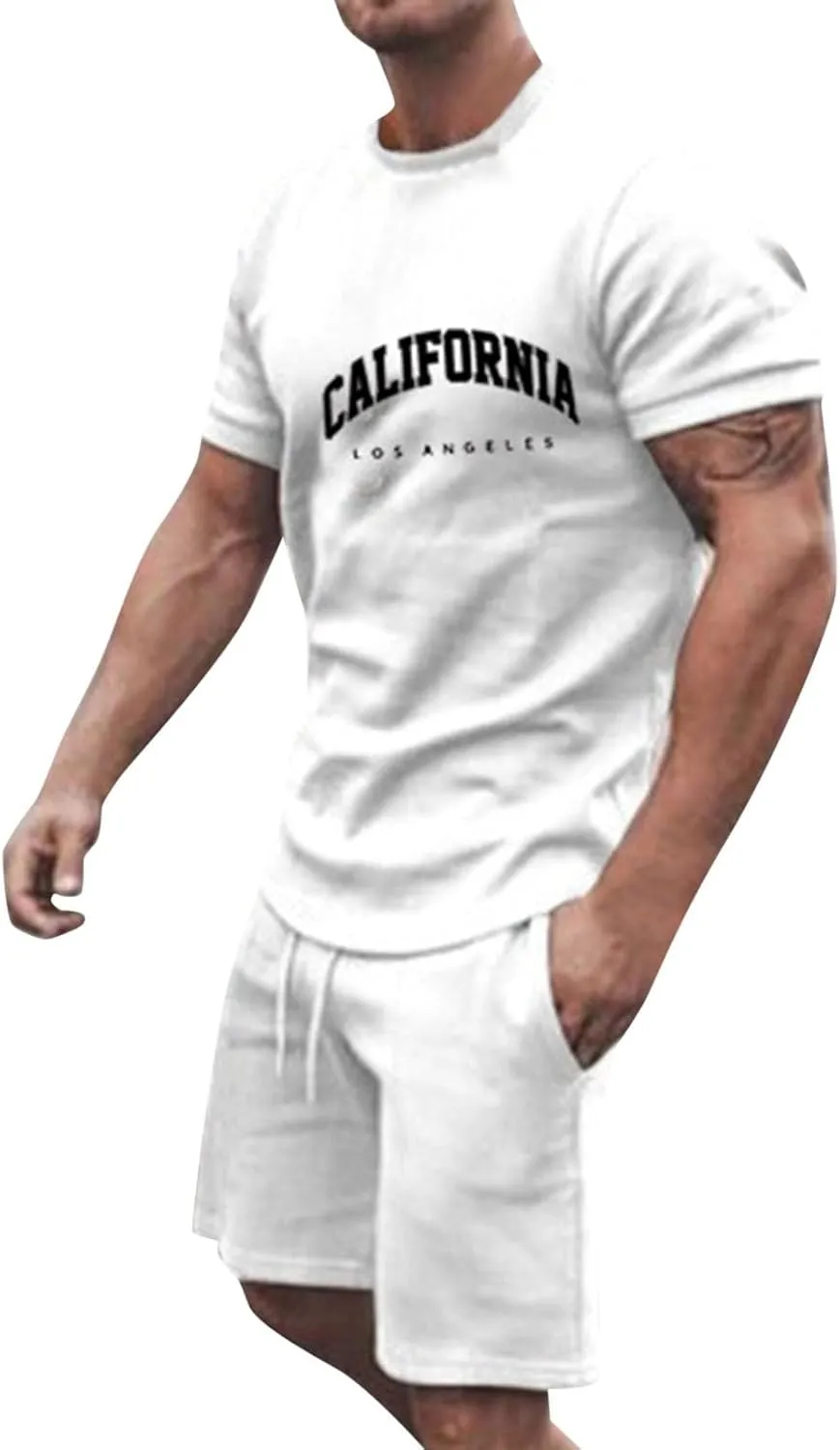Men's Casual Tracksuits Set Quarter Zip Shirts and Drawstring Shorts Sets Summer Beach Outfits Fitted Shorts Sets Mens Tennis Shirts