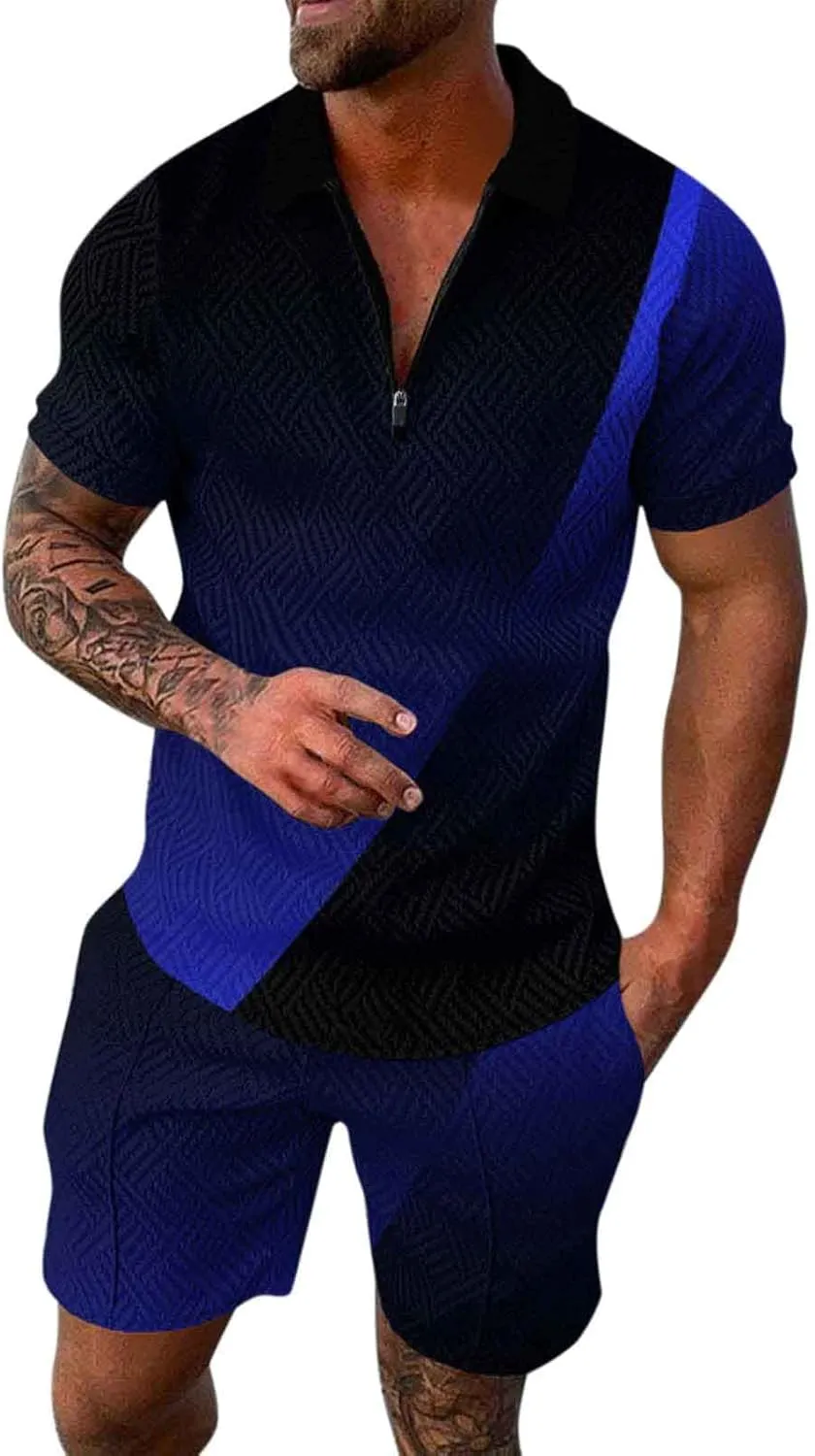 Men's Summer Beach Outfits 2 Piece Short Sleeve Shirts and Shorts Texture Linen Vacation Sets for Men 2025