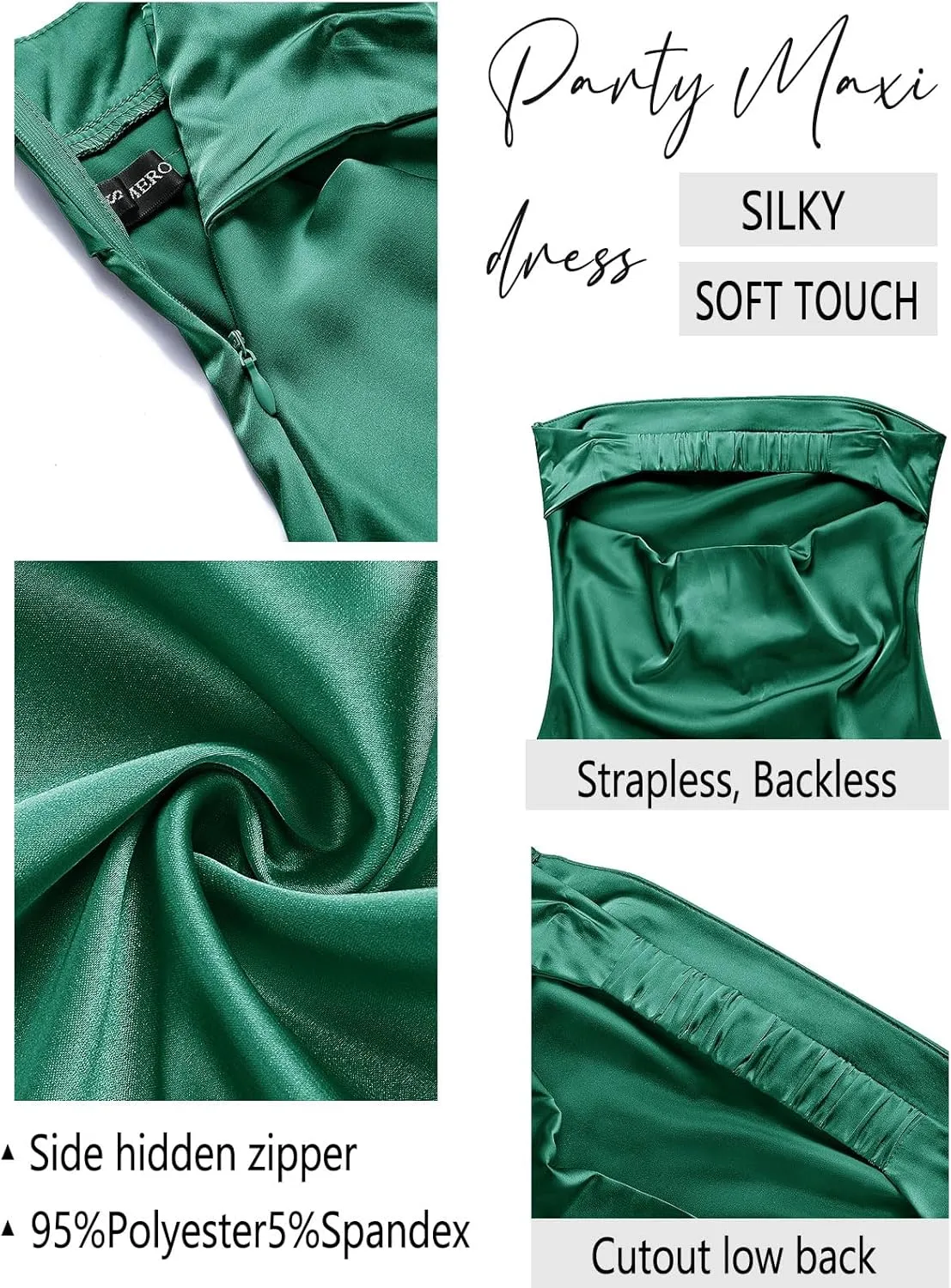 MEROKEETY Women 2025 Summer Strapless Satin Tube Bodycon Backless Wedding Guest Maxi Dress