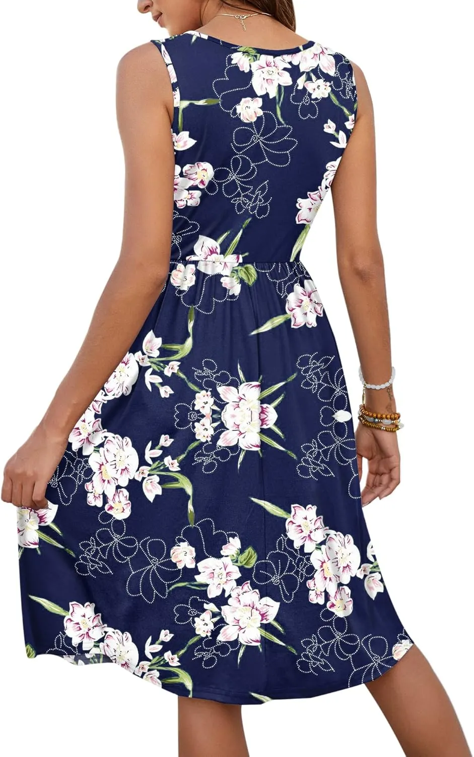 MOLERANI Women Summer Dresses Sleeveless Casual Loose Swing Button Down Midi Dress with Pockets