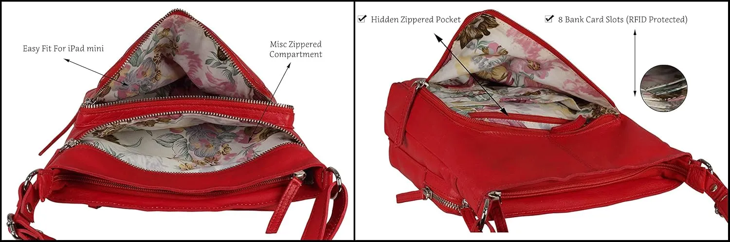 Mou Meraki Genuine Leather Crossbody Purse and Handbags - Crossover Bag Over the Shoulder Women