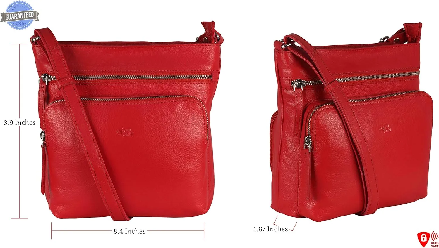 Mou Meraki Genuine Leather Crossbody Purse and Handbags - Crossover Bag Over the Shoulder Women