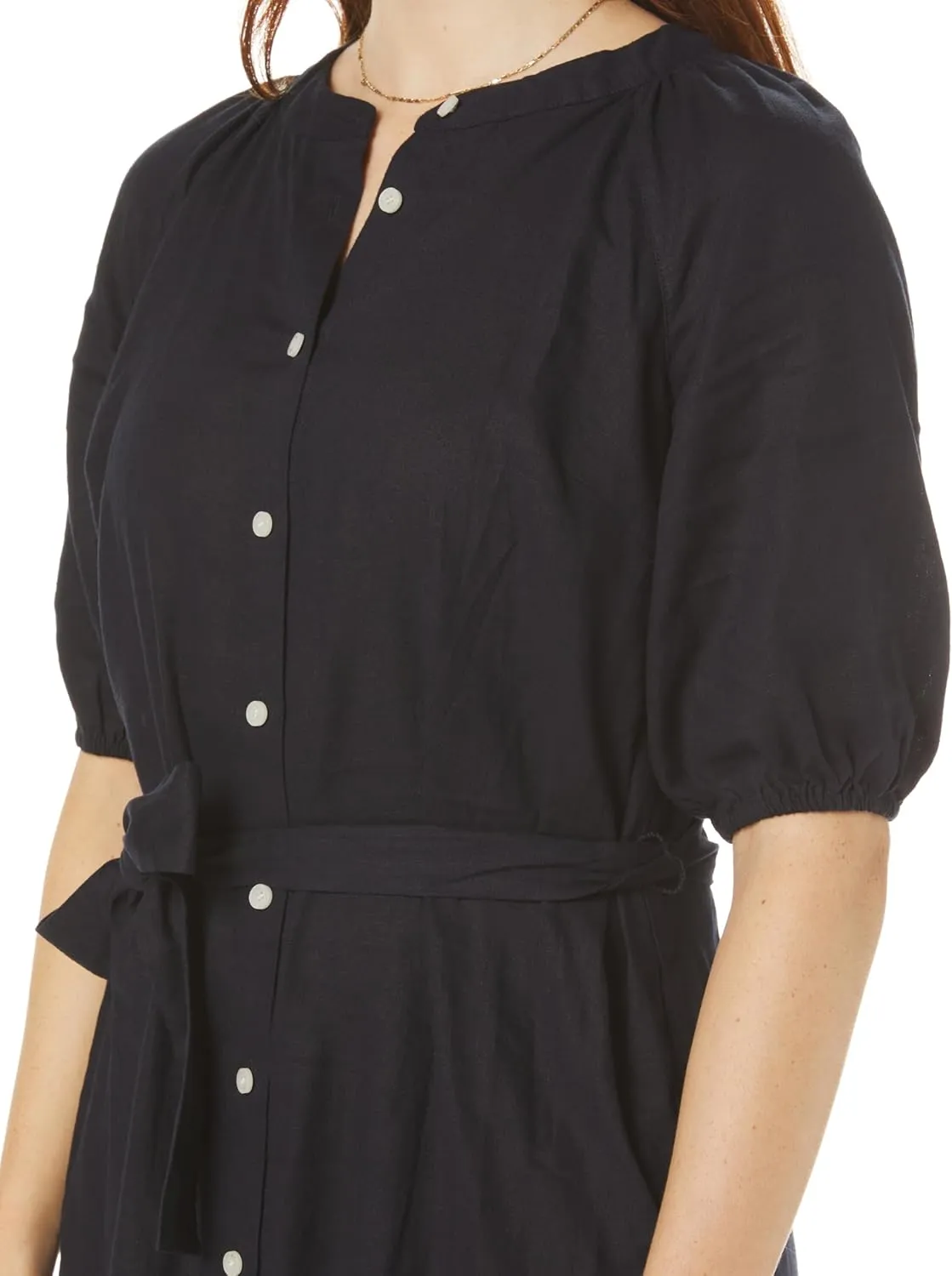 Nautica Women's Short Sleeve Mini Linen Blend Dress