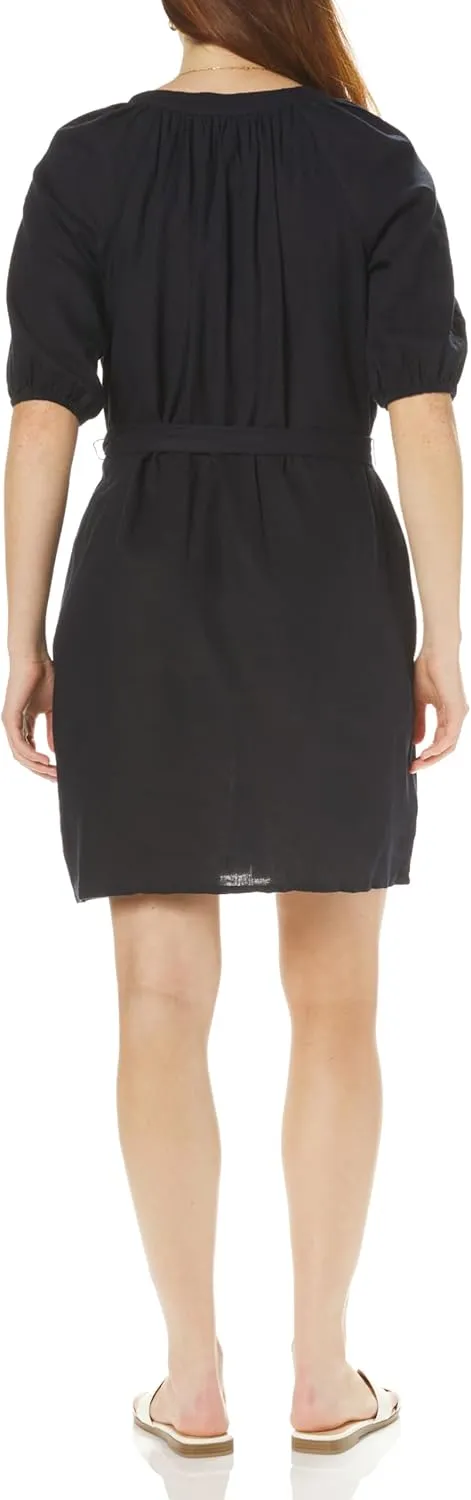 Nautica Women's Short Sleeve Mini Linen Blend Dress