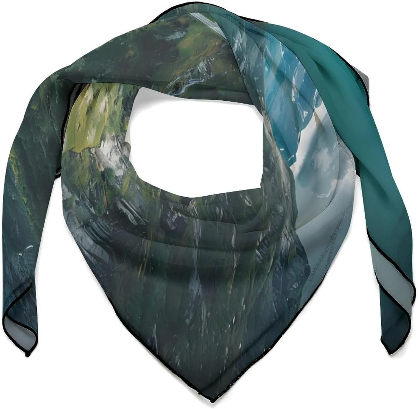 Norwegian Fjords Print Head Scarf Square Bandana Neck Scarfs Hair Wrap Scarves for Women Men, 0ne size