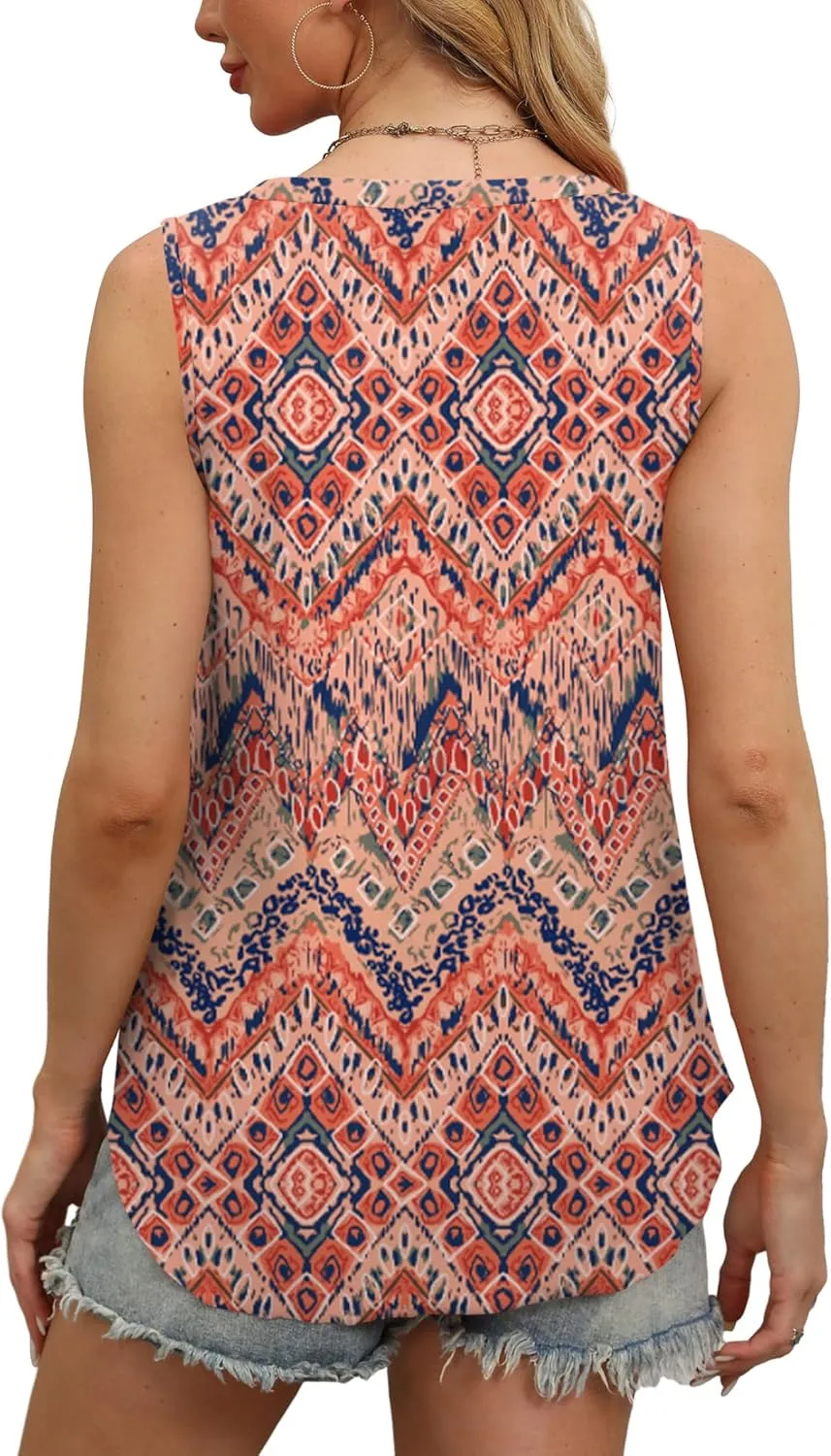 OFEEFAN Womens Tank Tops V Neck Sleeveless Flowy Loose Fit Basic Casual Summer Tops