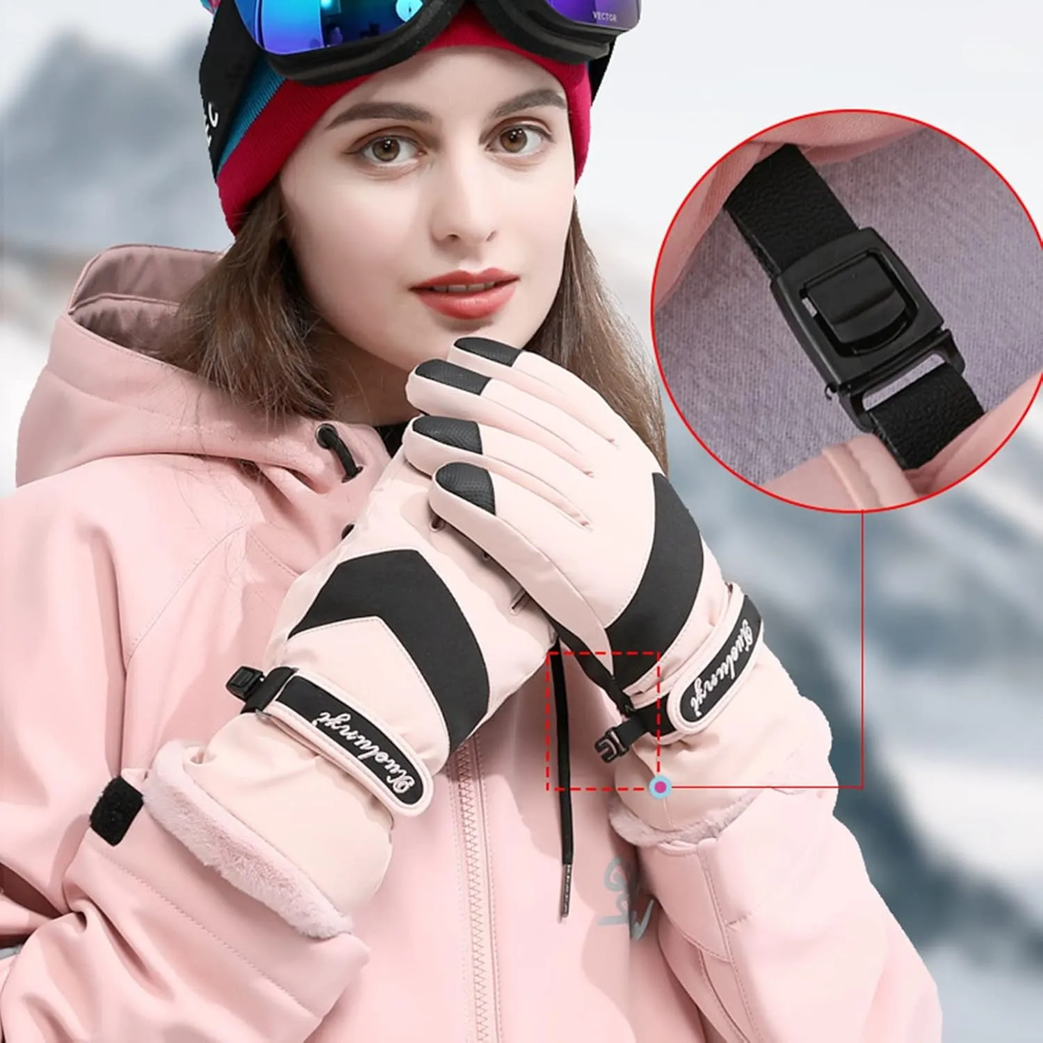 Padded Half-Finger Cycling Gloves Lightweight Gloves Soft Stretch Touchscreen Splash Snow Gloves Winter Gloves Women