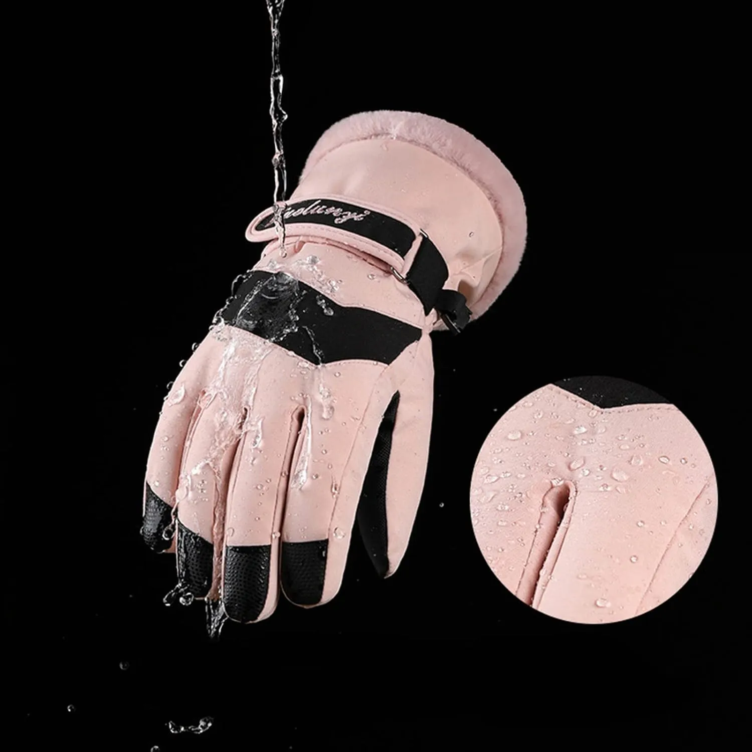 Padded Half-Finger Cycling Gloves Lightweight Gloves Soft Stretch Touchscreen Splash Snow Gloves Winter Gloves Women