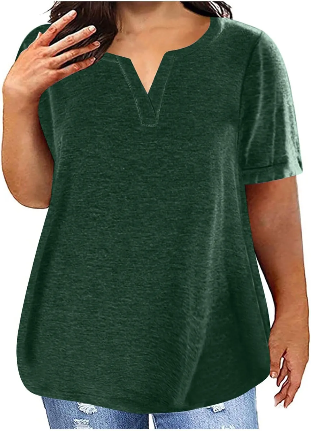 Plus Size Tops for Women 2025 Floral Print Summer V Neck Short Sleeve T Shirts Oversized Trendy Dressy Casual Blouses
