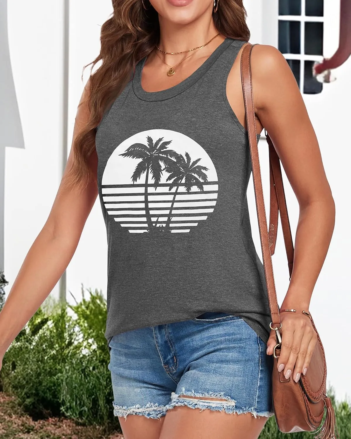 Racerback Tank Tops for Women Summer Sleeveless Round Neck Casual Graphic Tunic Shirts