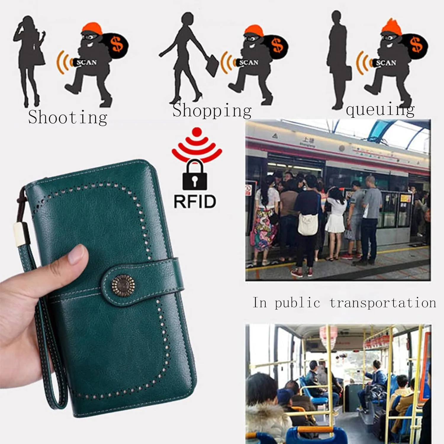 Rfid Wallet Women,2024 New Leather Wristlet Wallets for Women,Rfid Blocking Zip Around Large Capacity Bifold Clutch Purses Credit Card Wallet,Travel Wallet for Girls Mom Ladies Women