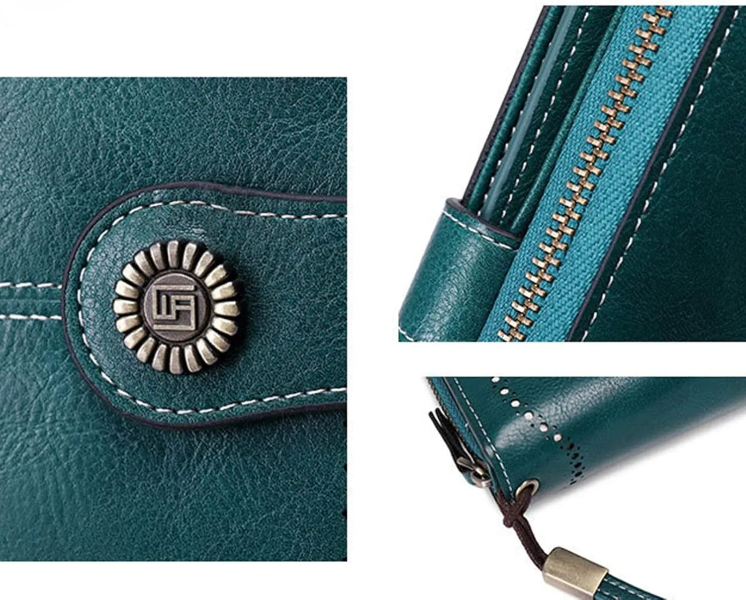 Rfid Wallet Women,Leather Wallet Women Wristlet,Rfid Blocking Zip Around Large Capacity Bifold Credit Card Wallet Clutch Purses,Travel Wallet for Ladies Mom Girls Women
