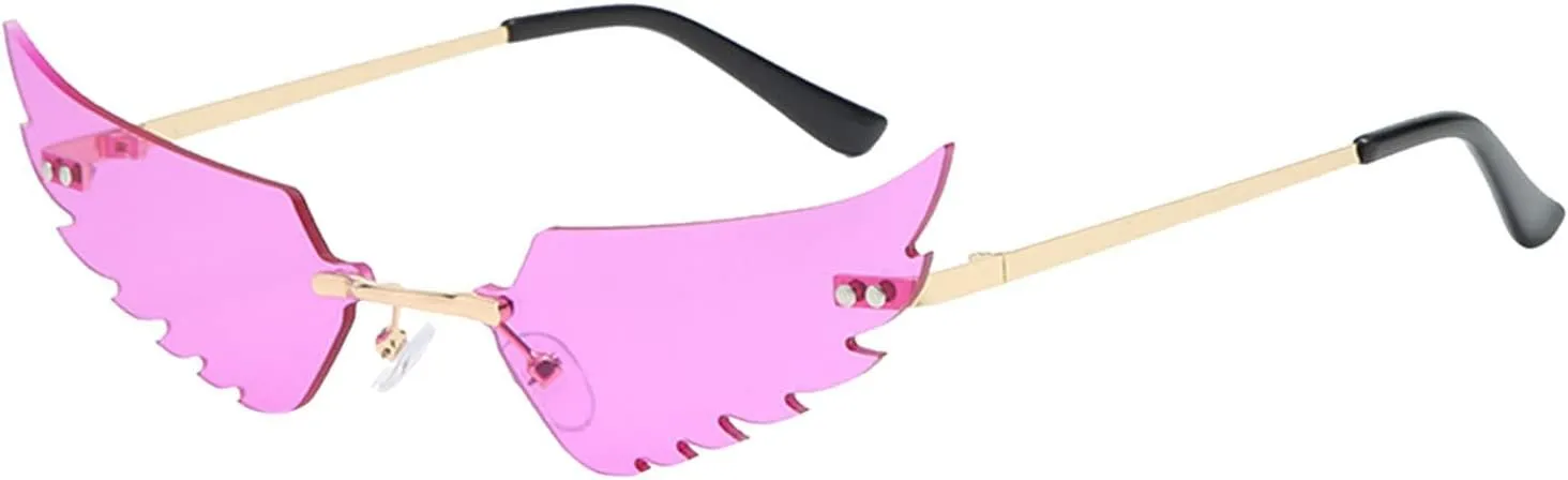 Rimless Angel Wings Sunglasses for Women Girl Transparent Candy Color Frameless Trendy Sun Glasses for Party