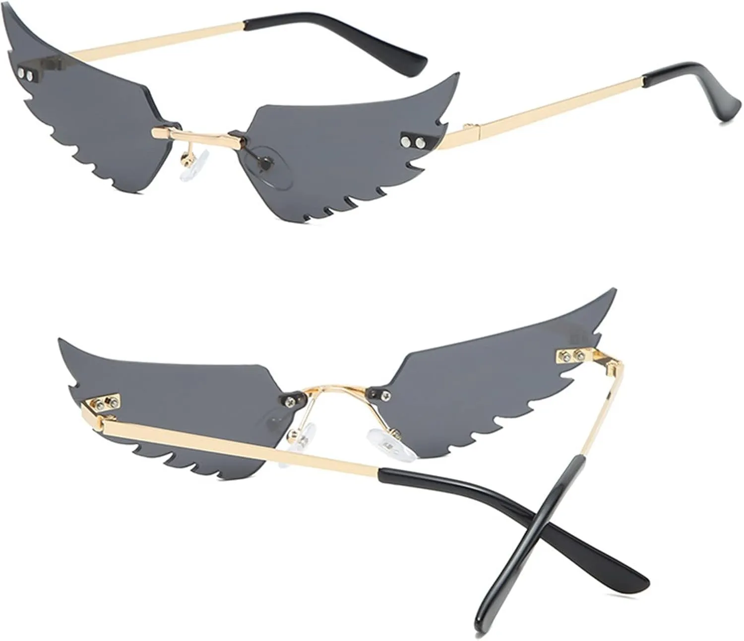 Rimless Angel Wings Sunglasses for Women Girl Transparent Candy Color Frameless Trendy Sun Glasses for Party