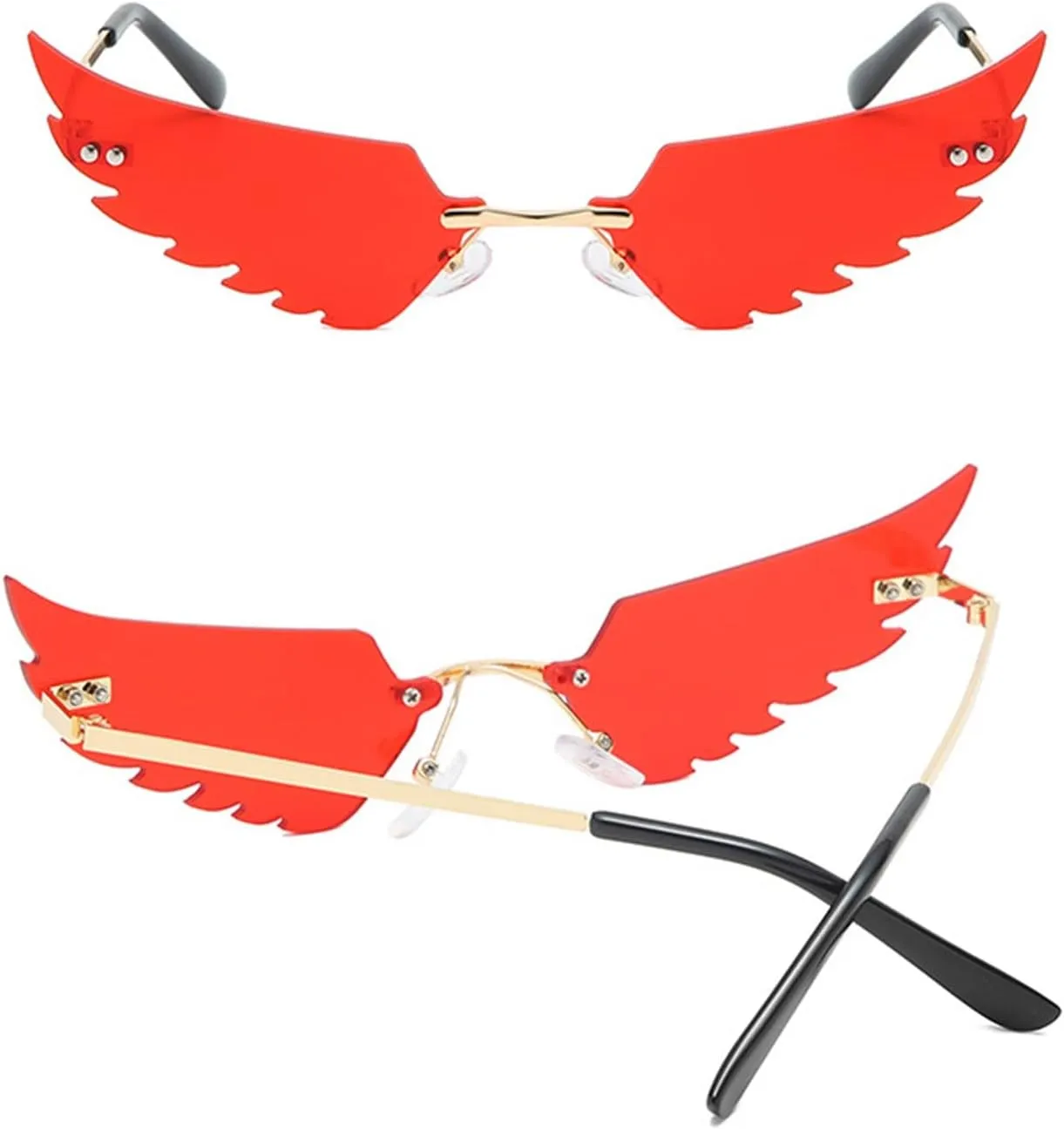 Rimless Angel Wings Sunglasses for Women Girl Transparent Candy Color Frameless Trendy Sun Glasses for Party