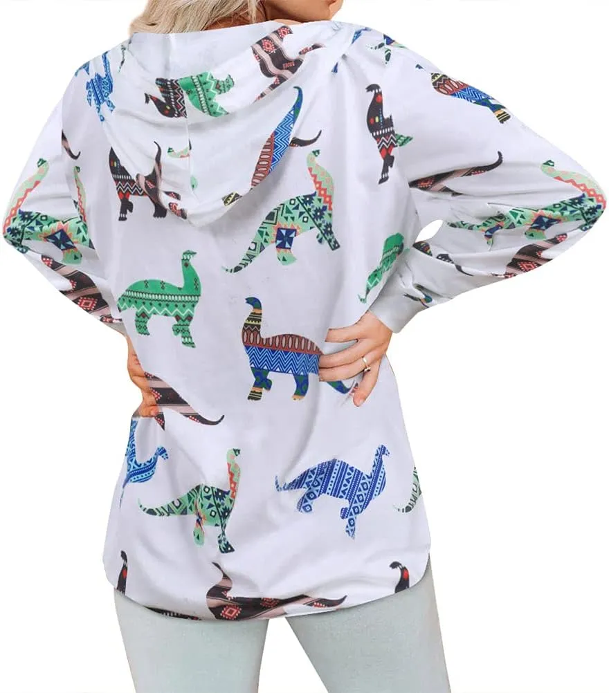 RMCMS Women Cute Dinosaur Graphic Prime Sweatshirt Tees Ladies Bestie Fun Hoodies Pullover Tops